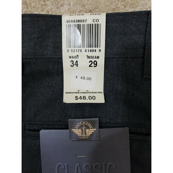Dockers ~Men's 34×29~ Gray Classic Fit Pleated Pants No Wrinkle Twill NWT $48.00 - Picture 5 of 12
